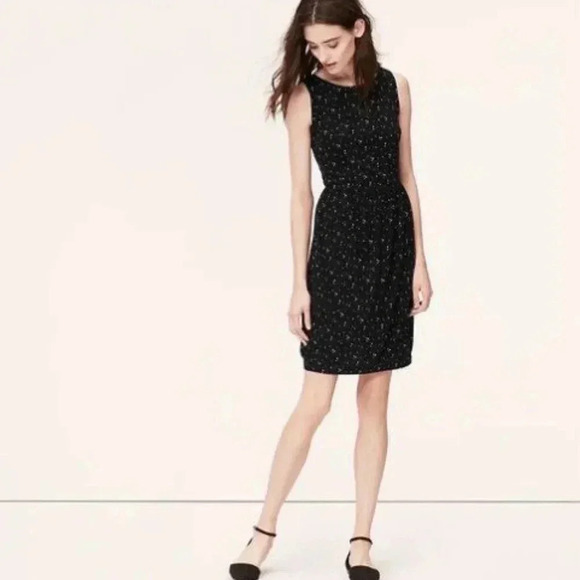 LOFT Petite Cosmic Dot Sleeveless Tulip Dress - Picture 1 of 6